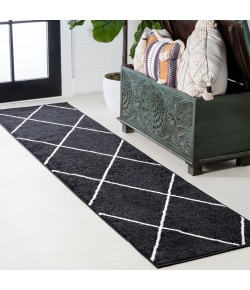 Jonathany Supersoft SEU102A Black/White Area Rug 2 ft. X 10 ft. Runner