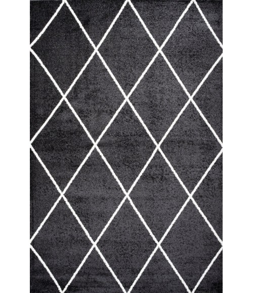 SUPERSOFT Area Rug Cole Minimalist Diamond Trellis Black/White 4 ft. x 6 ft. Area Rug