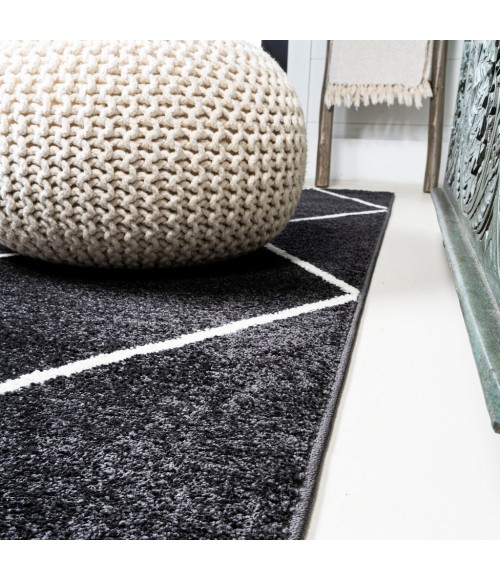 SUPERSOFT Area Rug Cole Minimalist Diamond Trellis Black/White 2 ft. x 10 ft. Runner Rug