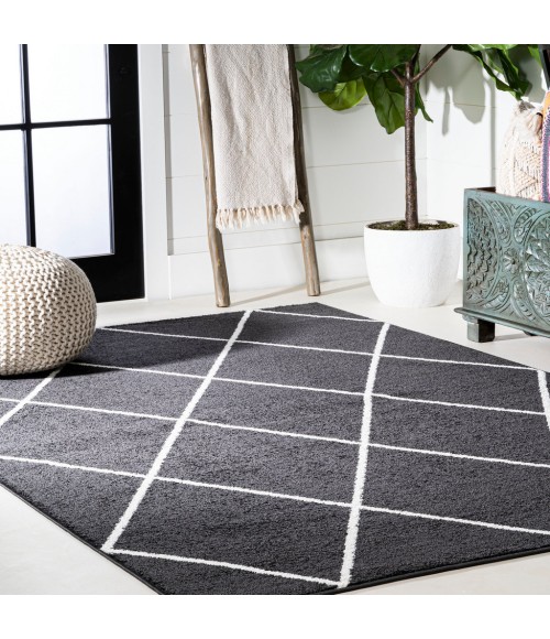 SUPERSOFT Area Rug Cole Minimalist Diamond Trellis Black/White 4 ft. x 6 ft. Area Rug