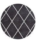 SUPERSOFT Area Rug Cole Minimalist Diamond Trellis Black/White 5' Round Area Rug