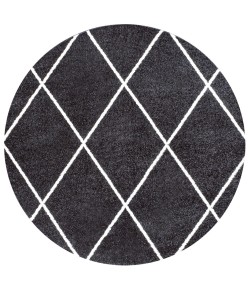 Jonathany Supersoft SEU102A Black/White Area Rug 5 ft. 3 in. X 5 ft. 3 in. Round