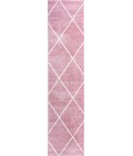 SUPERSOFT Area Rug Cole Minimalist Diamond Trellis Rose/White 2 ft. x 8 ft. Runner Rug
