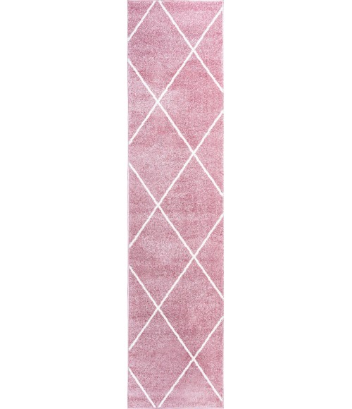 SUPERSOFT Area Rug Cole Minimalist Diamond Trellis Rose/White 2 ft. x 8 ft. Runner Rug