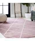 SUPERSOFT Area Rug Cole Minimalist Diamond Trellis Rose/White 4 ft. x 6 ft. Area Rug