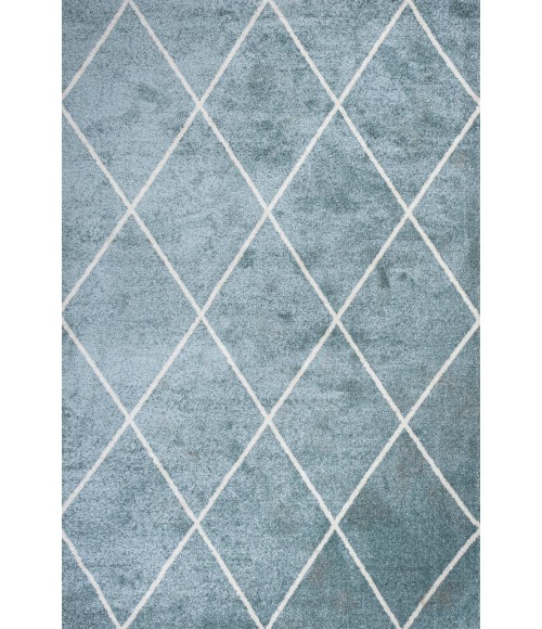 SUPERSOFT Area Rug Cole Minimalist Diamond Trellis Light Blue/White 4 ft. x 6 ft. Area Rug