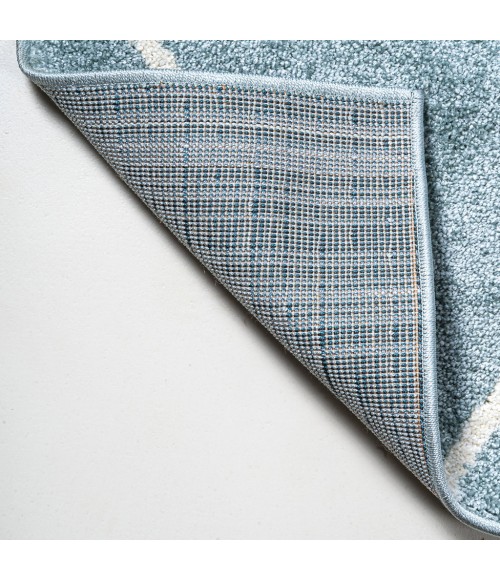 SUPERSOFT Area Rug Cole Minimalist Diamond Trellis Light Blue/White 2 ft. x 8 ft. Runner Rug
