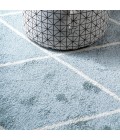 SUPERSOFT Area Rug Cole Minimalist Diamond Trellis Light Blue/White 2 ft. x 8 ft. Runner Rug