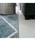 SUPERSOFT Area Rug Cole Minimalist Diamond Trellis Light Blue/White 2 ft. x 8 ft. Runner Rug
