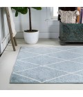 SUPERSOFT Area Rug Cole Minimalist Diamond Trellis Light Blue/White 4 ft. x 6 ft. Area Rug