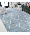 SUPERSOFT Area Rug Cole Minimalist Diamond Trellis Light Blue/White 4 ft. x 6 ft. Area Rug