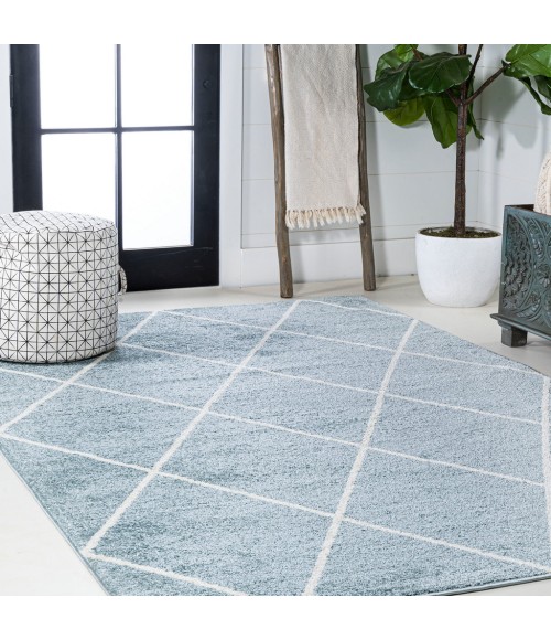 SUPERSOFT Area Rug Cole Minimalist Diamond Trellis Light Blue/White 4 ft. x 6 ft. Area Rug