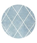 SUPERSOFT Area Rug Cole Minimalist Diamond Trellis Light Blue/White 5' Round Area Rug