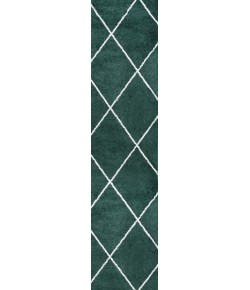 Jonathany Supersoft SEU102D Green/White Area Rug 2 ft. X 10 ft. Runner