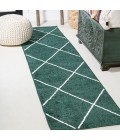 SUPERSOFT Area Rug Cole Minimalist Diamond Trellis Green/White 2 ft. x 10 ft. Runner Rug