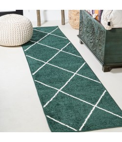 Jonathany Supersoft SEU102D Green/White Area Rug 2 ft. X 10 ft. Runner
