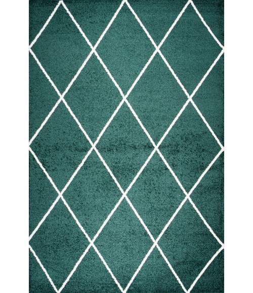 SUPERSOFT Area Rug Cole Minimalist Diamond Trellis Green/White 4 ft. x 6 ft. Area Rug