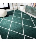 SUPERSOFT Area Rug Cole Minimalist Diamond Trellis Green/White 4 ft. x 6 ft. Area Rug