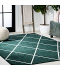SUPERSOFT Area Rug Cole Minimalist Diamond Trellis Green/White 4 ft. x 6 ft. Area Rug