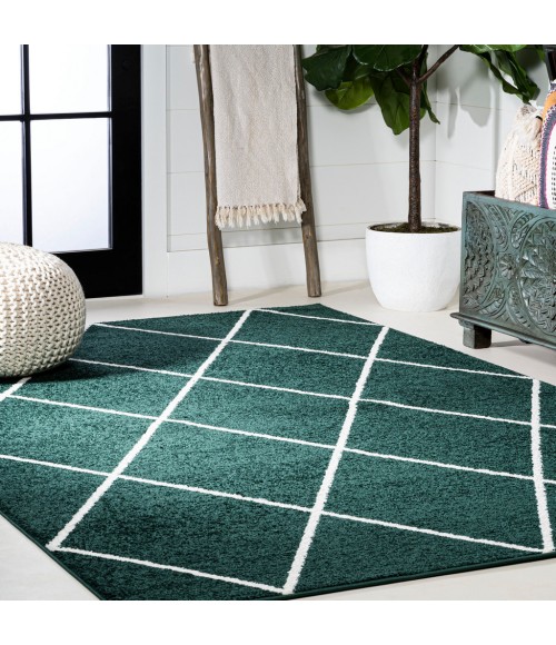SUPERSOFT Area Rug Cole Minimalist Diamond Trellis Green/White 4 ft. x 6 ft. Area Rug