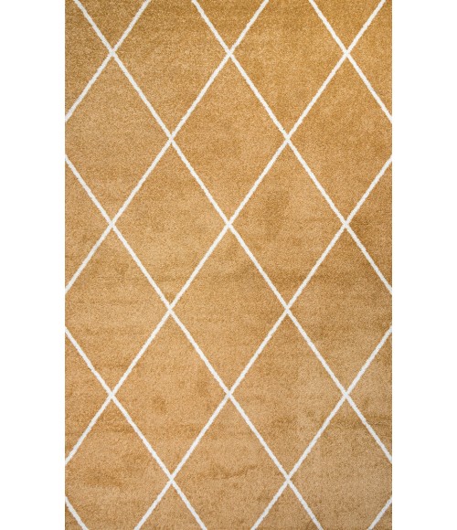 SUPERSOFT Area Rug Cole Minimalist Diamond Trellis Gold/White 3 ft. x 5 ft. Area Rug