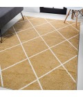 SUPERSOFT Area Rug Cole Minimalist Diamond Trellis Gold/White 3 ft. x 5 ft. Area Rug