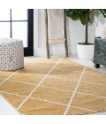 SUPERSOFT Area Rug Cole Minimalist Diamond Trellis Gold/White 3 ft. x 5 ft. Area Rug