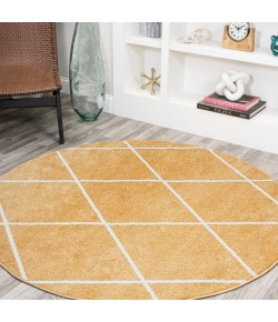 Jonathany Supersoft SEU102E Gold/White Area Rug 5 ft. 3 in. X 5 ft. 3 in. Round