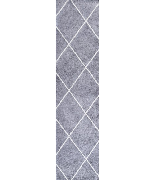 SUPERSOFT Area Rug Cole Minimalist Diamond Trellis Gray/White 2 ft. x 10 ft. Runner Rug