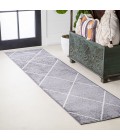 SUPERSOFT Area Rug Cole Minimalist Diamond Trellis Gray/White 2 ft. x 10 ft. Runner Rug