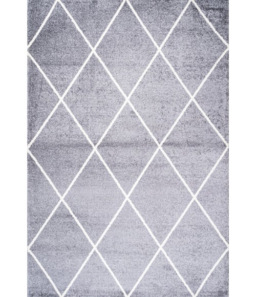 SUPERSOFT Area Rug Cole Minimalist Diamond Trellis Gray/White 8 ft. x 10 ft. Area Rug