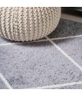 SUPERSOFT Area Rug Cole Minimalist Diamond Trellis Gray/White 5' Round Area Rug