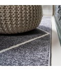 SUPERSOFT Area Rug Cole Minimalist Diamond Trellis Gray/White 5' Round Area Rug