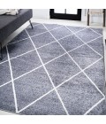 SUPERSOFT Area Rug Cole Minimalist Diamond Trellis Gray/White 8 ft. x 10 ft. Area Rug
