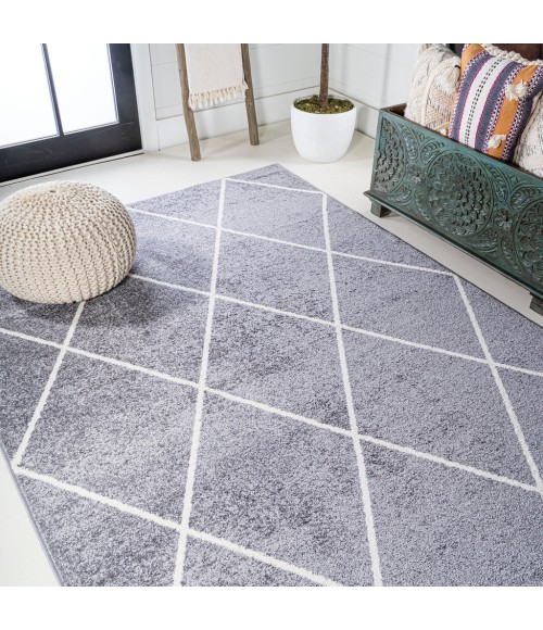 SUPERSOFT Area Rug Cole Minimalist Diamond Trellis Gray/White 8 ft. x 10 ft. Area Rug