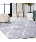 SUPERSOFT Area Rug Cole Minimalist Diamond Trellis Gray/White 8 ft. x 10 ft. Area Rug