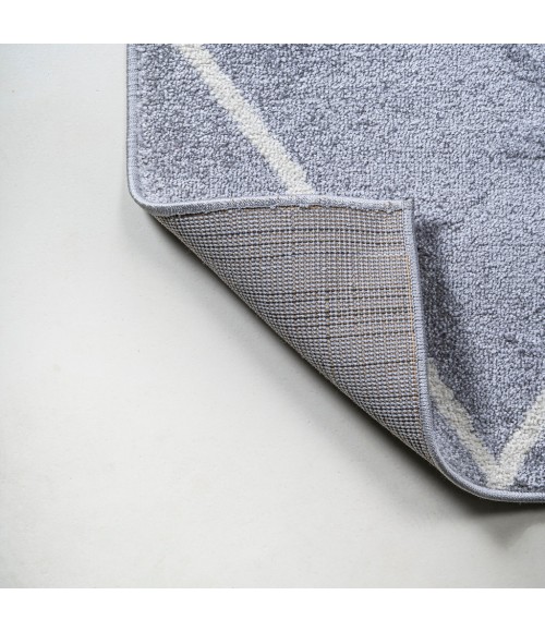 SUPERSOFT Area Rug Cole Minimalist Diamond Trellis Light Gray/White 5' Round Area Rug