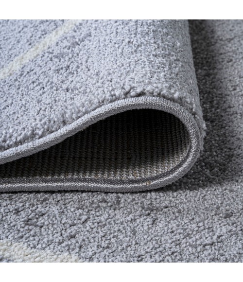SUPERSOFT Area Rug Cole Minimalist Diamond Trellis Light Gray/White 5' Round Area Rug