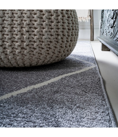 SUPERSOFT Area Rug Cole Minimalist Diamond Trellis Light Gray/White 5' Round Area Rug