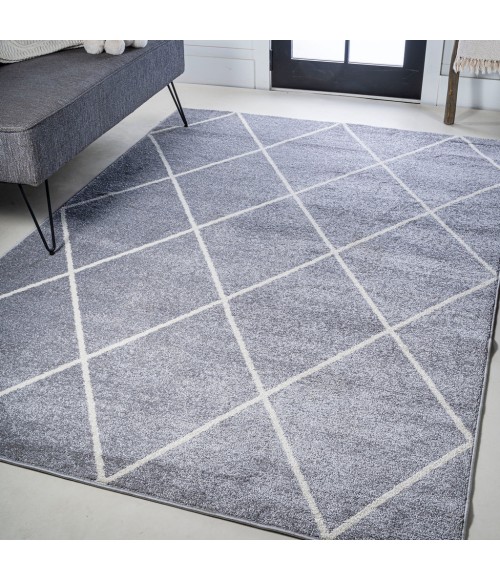 Cole Minimalist Diamond Trellis Light Gray/White 3 ft. x 5 ft. Area Rug