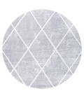 SUPERSOFT Area Rug Cole Minimalist Diamond Trellis Light Gray/White 5' Round Area Rug