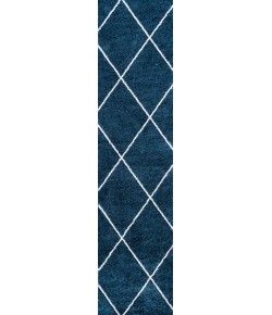 Jonathany Supersoft SEU102H Navy/White Area Rug 2 ft. X 8 ft. Runner