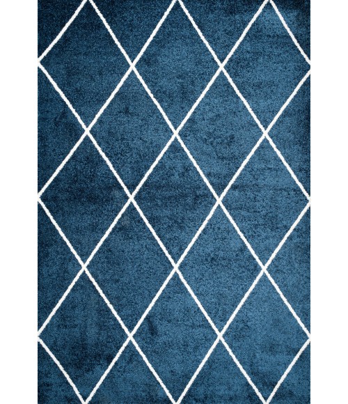 SUPERSOFT Area Rug Cole Minimalist Diamond Trellis Navy/White 5 ft. x 8 ft. Area Rug