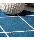 SUPERSOFT Area Rug Cole Minimalist Diamond Trellis Navy/White 2 ft. x 8 ft. Runner Rug