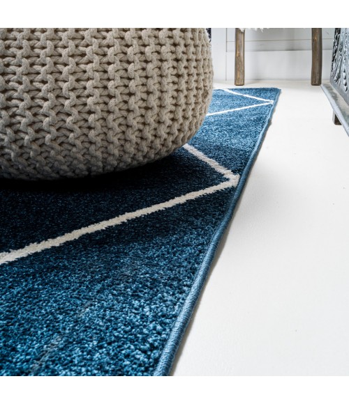SUPERSOFT Area Rug Cole Minimalist Diamond Trellis Navy/White 2 ft. x 8 ft. Runner Rug