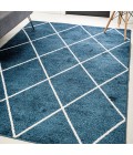 SUPERSOFT Area Rug Cole Minimalist Diamond Trellis Navy/White 5 ft. x 8 ft. Area Rug