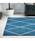 SUPERSOFT Area Rug Cole Minimalist Diamond Trellis Navy/White 5 ft. x 8 ft. Area Rug