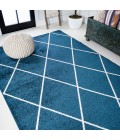 SUPERSOFT Area Rug Cole Minimalist Diamond Trellis Navy/White 5 ft. x 8 ft. Area Rug