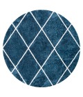 SUPERSOFT Area Rug Cole Minimalist Diamond Trellis Navy/White 5' Round Area Rug