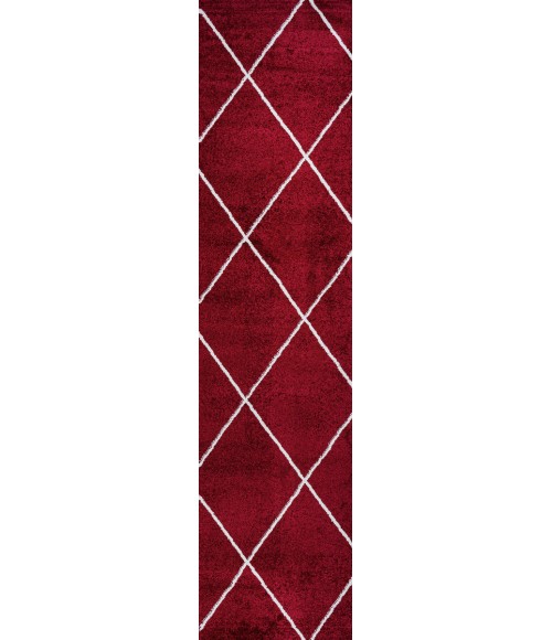 Cole Minimalist Diamond Trellis Red/White 2 ft. x 8 ft. Runner Rug